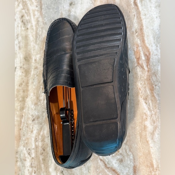 Men’s DONALD PLINER Iggy crocodile embossed navy blue driving loafers- Size 12 - Picture 6 of 8